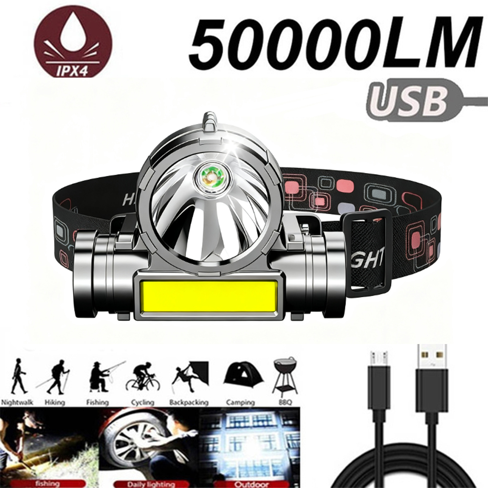Outdoor Power Source - LED USB oplaadbare COB-koplamp 1200mA Krachtige