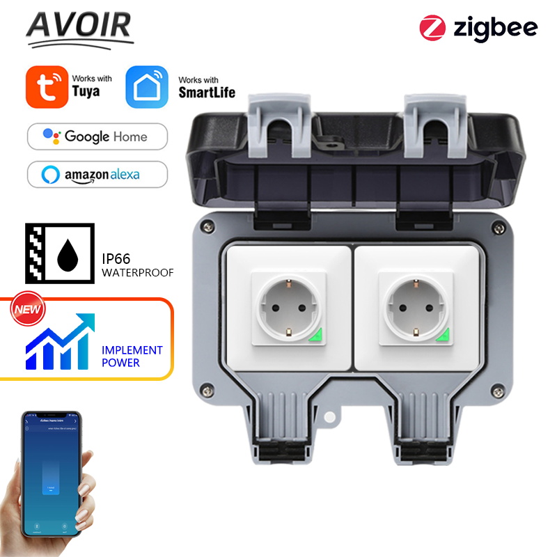 Outdoor Power Outlet Weatherproof - Avoir Tuya Zigbee Stopcontacten IP66 Waterdichte