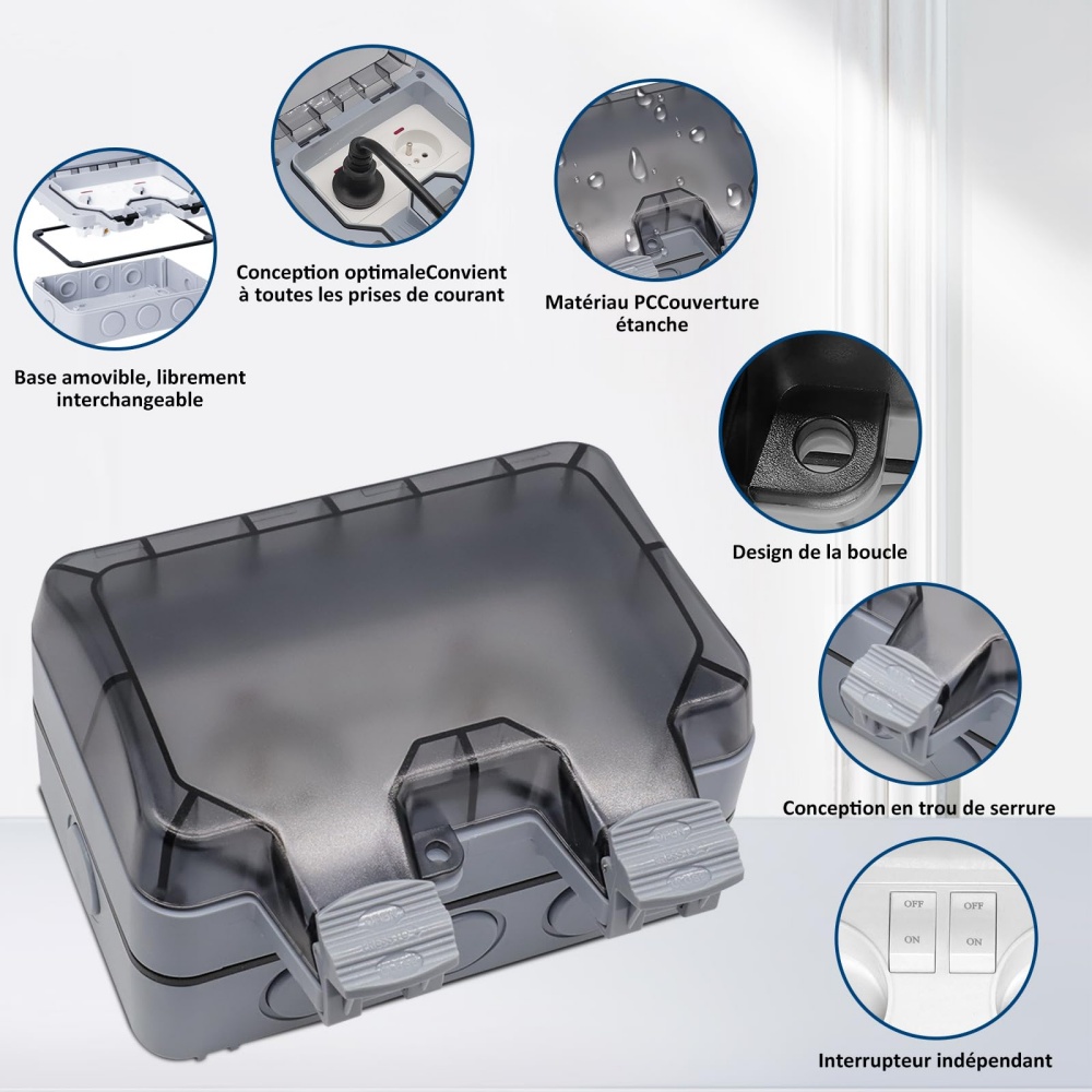 EIOMR Frankrijk IP66 weerbeste - Outdoor Power Outlet Weatherproof recensie en prijs